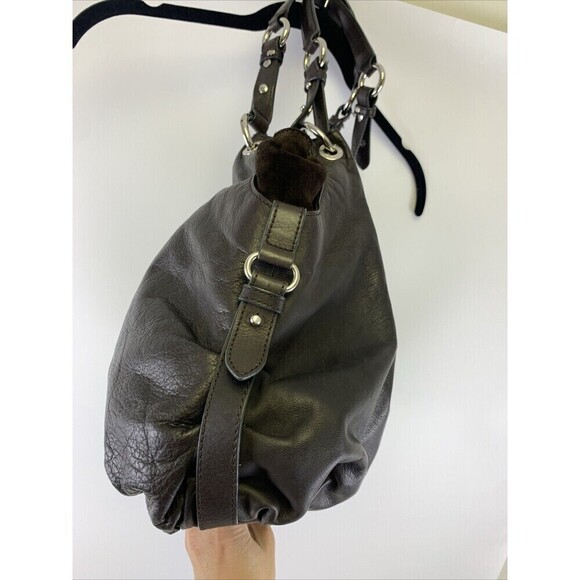 Tosca Blu Brown Leather Purse Double Handle Shoulder Handbag Suede Zip - Picture 4 of 16